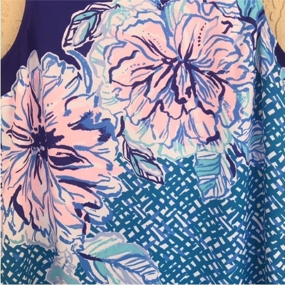 Lilly Pulitzer Iona Floral Sleeveless Top Mr Peacock Blue - Picture 3 of 11